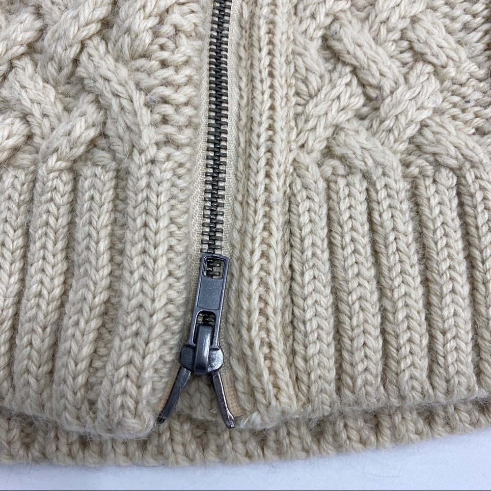 Anthro Moth zip up moto cardigan fisherman sweater - Picture 3 of 10